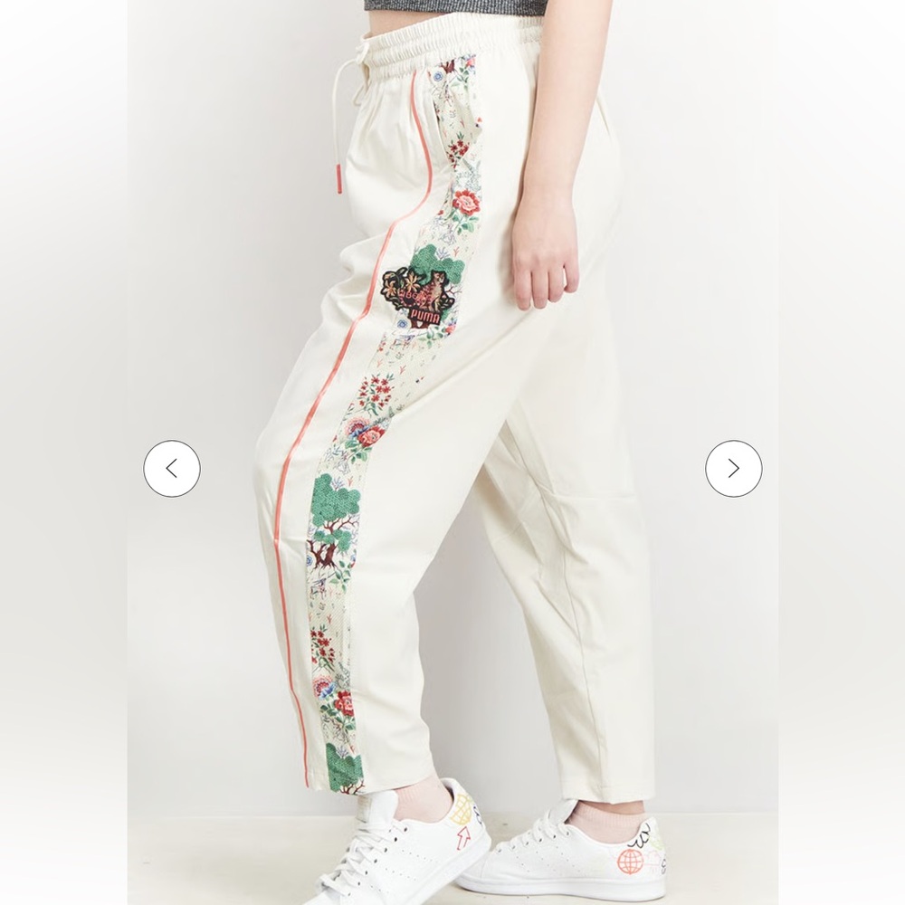 Puma collab Liberty of London Cream Embroidered Joggers- worn 1x. 180 retail